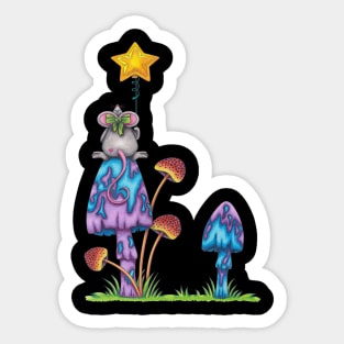 Miss Mouse on a Mushroom Sticker